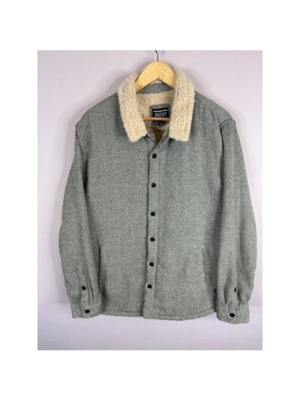 Grizzly Griptape Mens XXL Sherpa Lined Shirt Jacket Sage Green 8PJ1058M
